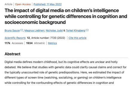Nature发布研究报告，剖析数字媒介对儿童智力的影响