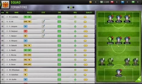 《Top Eleven》阵容选择界面